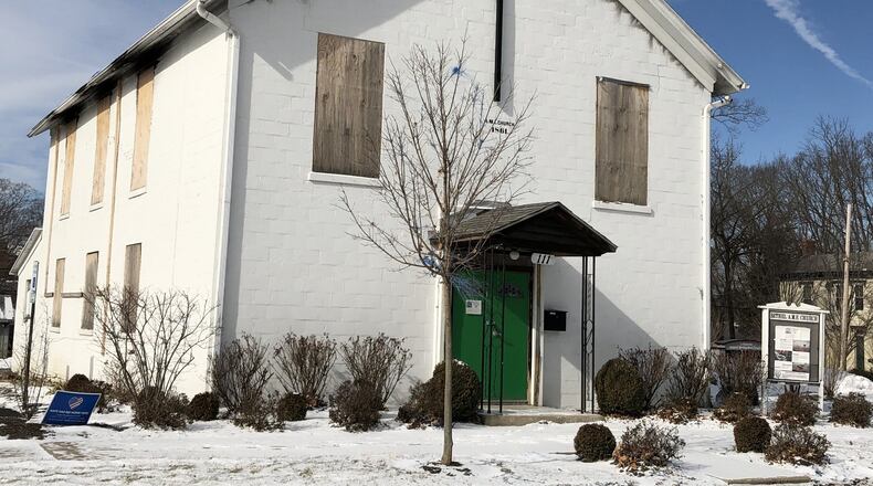 The former Bethel African Methodist Church in Lebanon, badly damaged by a fire in December 2017, is to be replaced at a different location as part of proposed community development project in Lebanon. STAFF/LAWRENCE BUDD