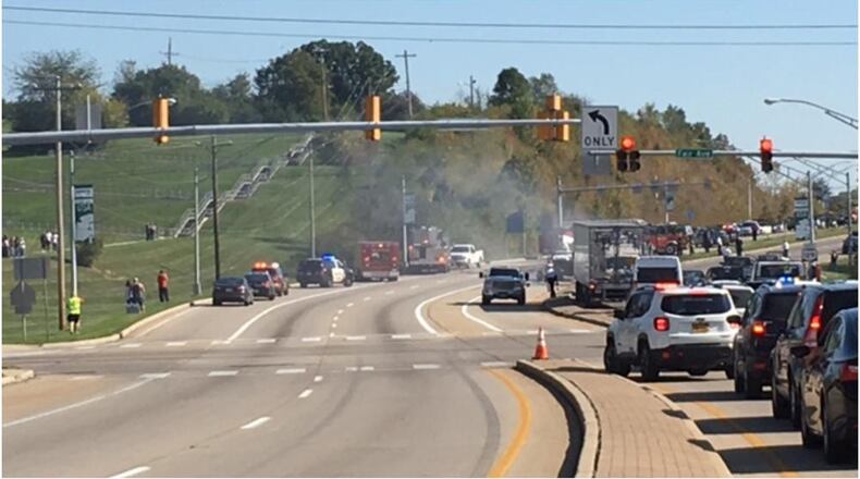In October, a concrete bucket truck traveling west on Ohio 129 near Fair Avenue rear-ended the SUV driven by Deanna Gilreath. Gilreath’s Jeep Liberty burst into flames and the 58-year-old Hamilton woman was killed at the scene. The driver of the concrete bucket truck, Tracy Moore, did not have a valid operator’s license, according to the police report. LAUREN PACK/STAFF