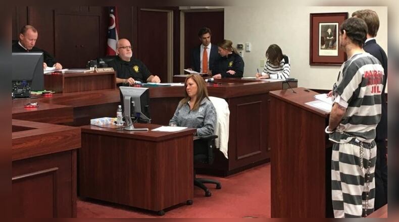 Ebb Duhamel of Middletown appears with his new attorney Sept. 28, 2018, before Judge Ronald Ruppert in Franklin Municipal Court. Duhamel, who is accused of several charges, said he would enter not guilty pleas and wanted a bench trial.