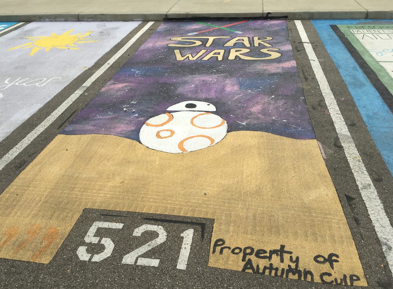 Middletown High School Seniors painted their parking lot spaces for the '21-22 school year.