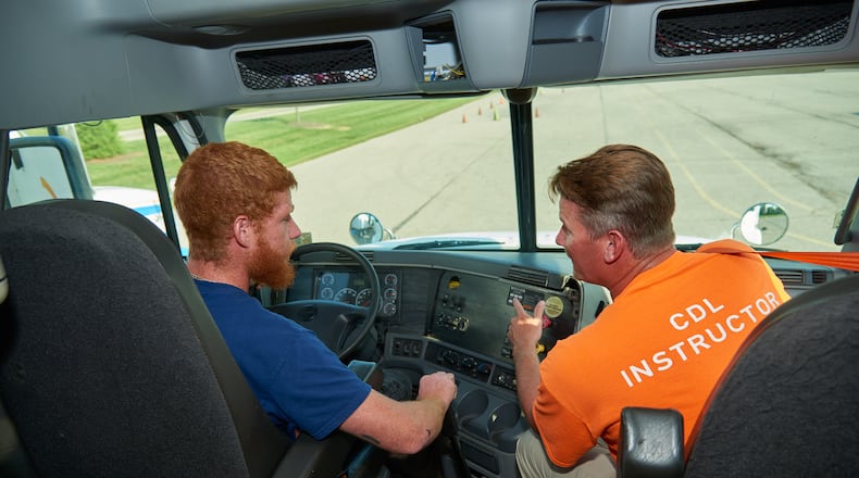 Butler Tech last week unveiled a new driver’s examination test site in Liberty Twp. for those adults seeking to earn their commercial driver’s license (CDL). The adult student program and its new testing facility will greatly speed the licensing process, say Butler Tech officials. (Provided Photo\Journal-News)