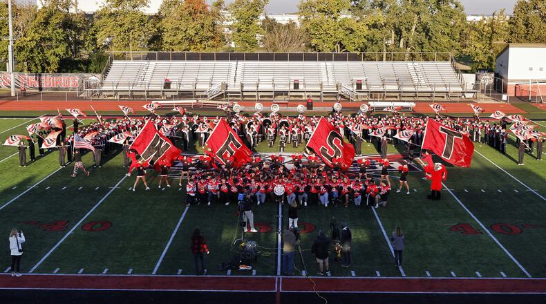 Lakota West football team, marching band, cheerleaders, mascots and more were featured on national television during The Today Show's Friday Morning Lights segment Friday, Sept. 30, 2022. NICK GRAHAM/STAFF