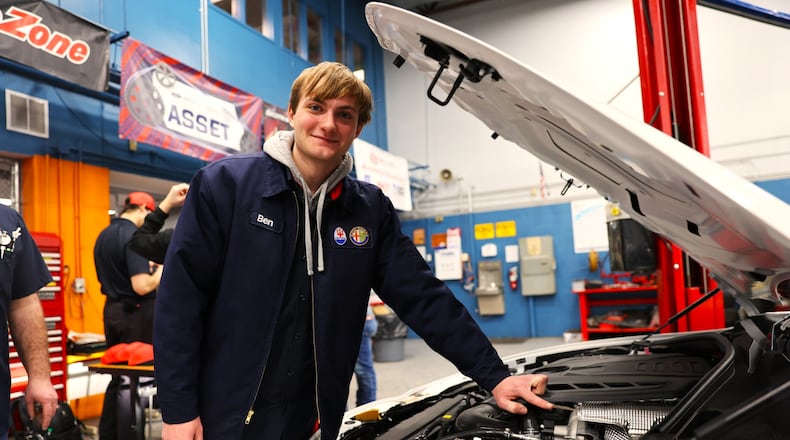 A local high school teen learning automotive technology figured out fast the best way to speed his career is to take the initiative. That is just what Butler Tech senior Ben Richards did last year when the automotive technology student began to steer his career path through a series of cold calls to area sports car dealerships asking for internship work as a mechanic. Richards is pictured at last week's display of sports cars at Butler Tech that he helped to arrange. (Provided)
