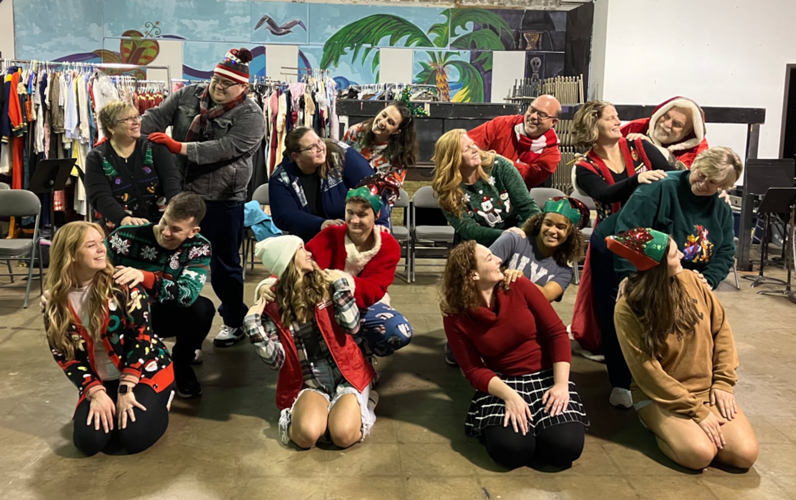 The cast of "All Wrapped Up For Christmas" rehearses at the Greater Hamilton Civic Theatre's building in Hamilton. CONTRIBUTED
