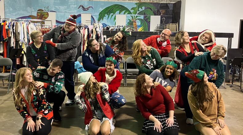 The cast of "All Wrapped Up For Christmas" rehearses at the Greater Hamilton Civic Theatre's building in Hamilton. CONTRIBUTED