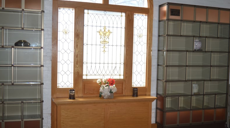 The chapel at the Oxford Cemetery saw the addition to two columbarium units this past year for cremated remains. In between is the window which was fashioned from an arched doorway on the south side of the building when it was converted to a chapel. CONTRIBUTED/BOB RATTERMAN