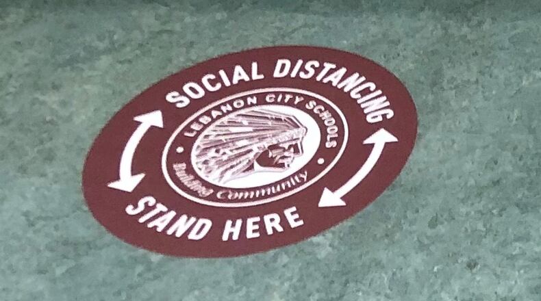 This symbol marks the floor at Bowman Elementary School in Lebanon.