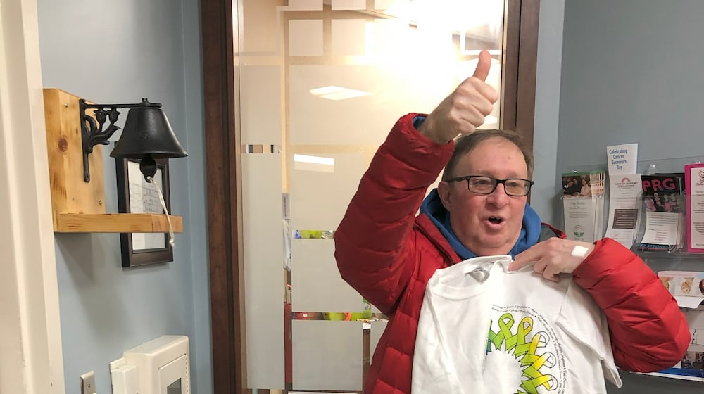 Frank Beeson moved to Vandalia with his parents in 1957 but most of his family has lived in the community for generations. He had five heart bypass surgeries and was determined to recover to return to work but ended up retiring instead in 2017. He is shown at Miami Valley Hospital North, Cancer Center, Feb. 23,2021 -- Following 12 months of chemo treatments for Stage 3 Skin Cancer. Today he remains in remission. CONTRIBUTED