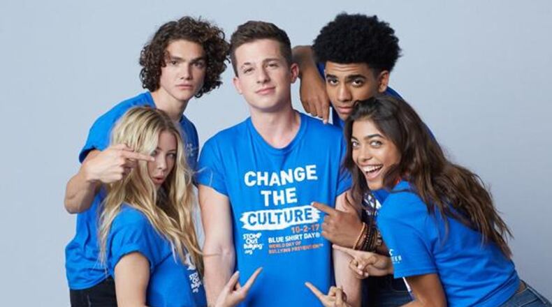 STOMP Out Bullying’s BLUE SHIRT DAY WORLD DAY OF BULLYING PREVENTION is on Oct. 2. The official T-shirt for the day is shown in this promotional photo from a brand of the retail clothing store chain Abercrombie & Fitch Co. A Lakota East High School student is among 10 students nationally to win a $2,500 college scholarship in connection with the anti-bullying campaign. CONTRIBUTED