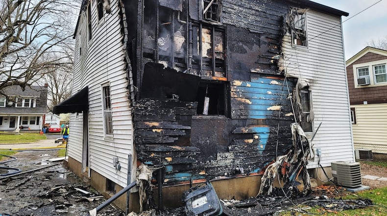 A Middletown man is listed in serious condition this morning at Miami Valley Hospital in Dayton after the back of his house in the 2500 block of Flemming Road exploded and caught fire Monday afternoon. NICK GRAHAM/STAFF