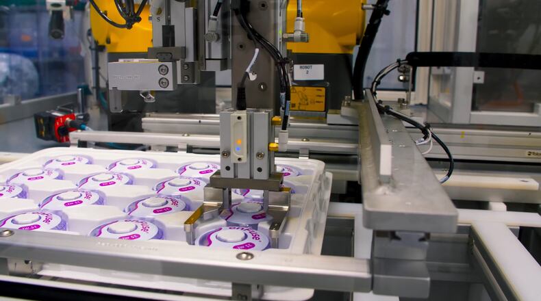 Enable Injections Inc. is ramping up production of its enFuse device, a wearable infusion system that could replace IV therapy. West Chester Twp. and Mason are in the running as possible sites for the company's new headquarters that will consolidate research and manufacturing locations, which now are in Evendale, Franklin and West Chester. Photo courtesy Enable Injections Inc.