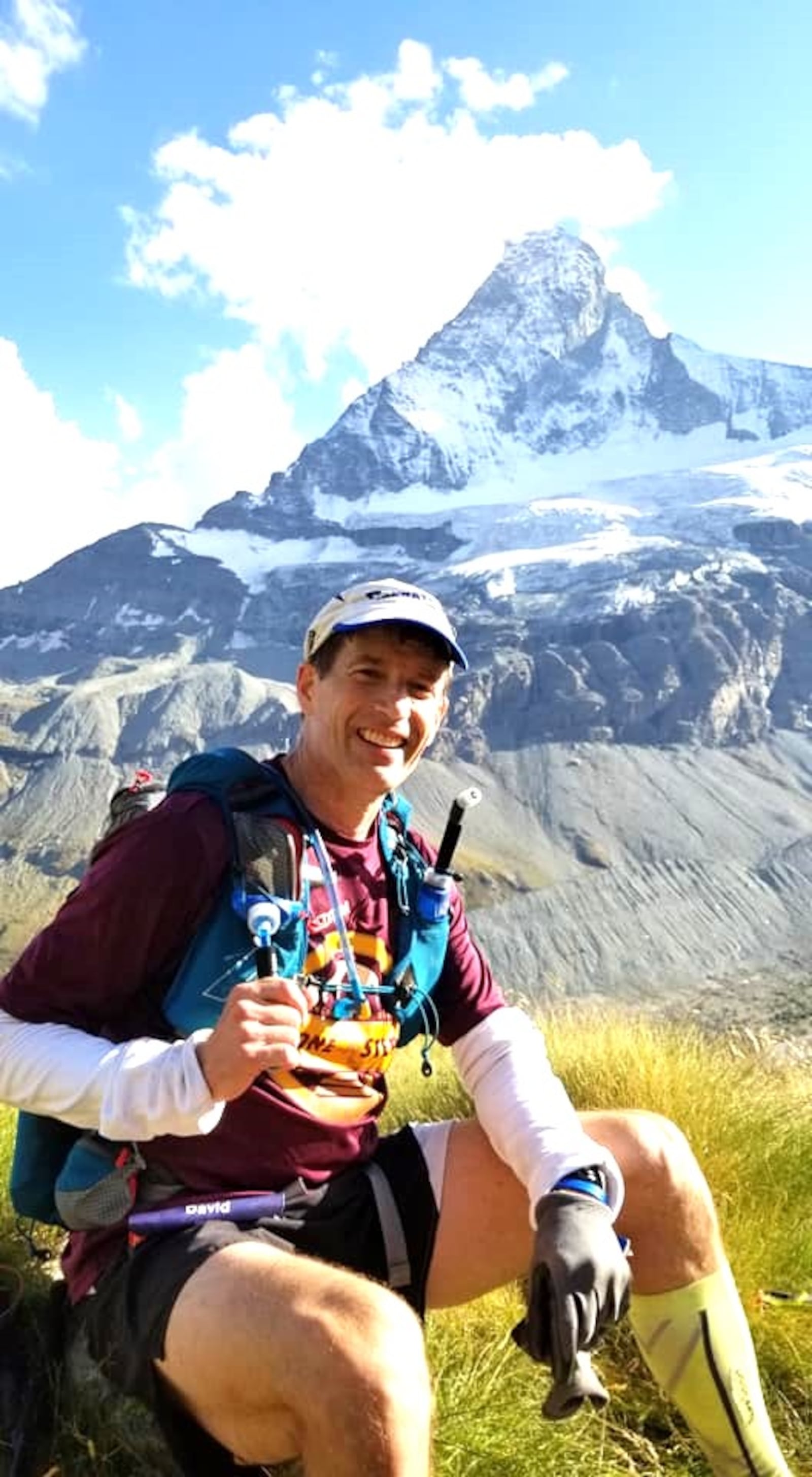Dave Corfman in front of the famed Matterhorn in Switzerland in 2021, where he managed to run 38 miles of the 100 mile race through the Swiss Alps even though he had broken his leg just three months earlier. CONTRIBUTED PHOTO