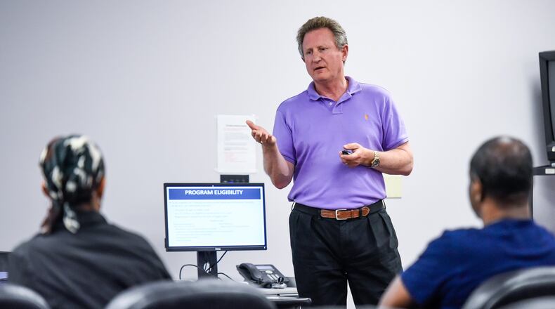 John Abel teaches a class to inform people what programs are offered at Ohio Means Jobs Wednesday, June 14 in Fairfield. Butler County Job and Family Services is planning to makes some changes in the way they deliver public assistance, including job training programs like the ones offered at Ohio Means Jobs. NICK GRAHAM/STAFF