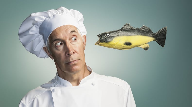 Robert Post’s comedy gets physical, such as in his “Pasquale’s Kitchen” sketch. GEORGE C. ANDERSON/CONTRIBUTED