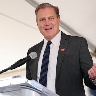 Rep. Mike Turner (R-Dayton) speaks during a groundbreaking ceremony on Friday, Sept. 26 held by onMain ahead of construction of the first building on the former Montgomery County Fairgrounds in Dayton. Turner, who helped bring the onMain project to fruition, announced Monday he is seeking reelection. BRYANT BILLING/STAFF