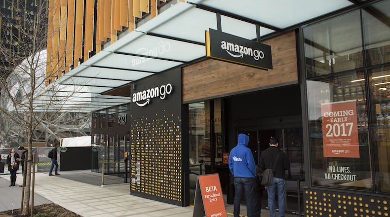 The first Amazon Go store opened in Seattle in 2016. The company is considering open 3,000 in total. BLOOMBERG