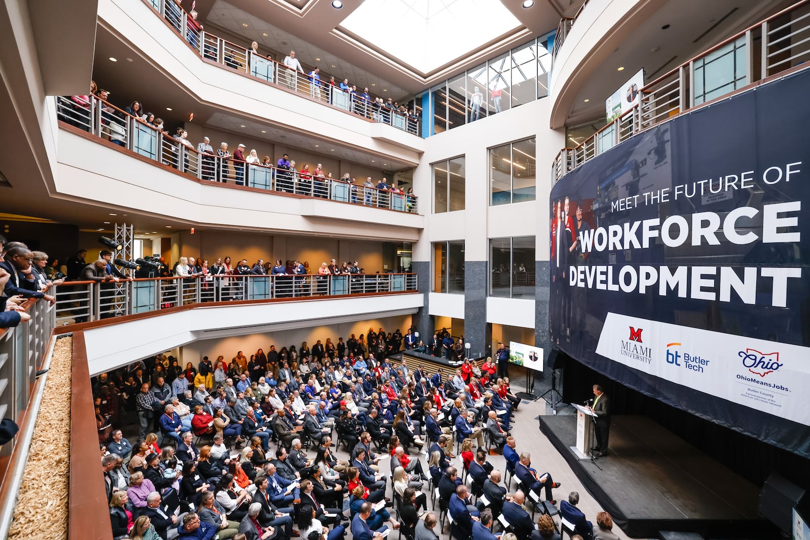 A ribbon cutting was held for the new Advanced Manufacturing Workforce and Innovation Hub Monday, Feb. 2, 2026 in Hamilton. The facility is a partnership between Miami University and Butler Tech in the former VORA Technology Park. NICK GRAHAM/STAFF