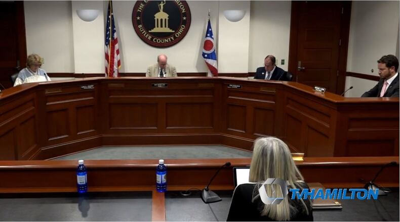 Hamilton City Council met in person on Wednesday, but physically distanced themselves from each other by sitting in every other seat, with all members present, but some sitting where the audience usually does. PROVIDED