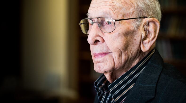 Tony Masters, a World War II veteran who served in the U.S. Army, talks about his service during an interview. Masters turns 104 on Veterans Day, Nov. 11.
