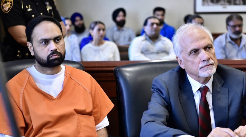 Gurpreet Singh, who is charged with killing four members of his family in West Chester Township, appeared for a pre-trial hearing in Butler County Common Pleas Court Thursday morning, Oct. 10, 2019 in Hamilton. NICK GRAHAM/STAFF