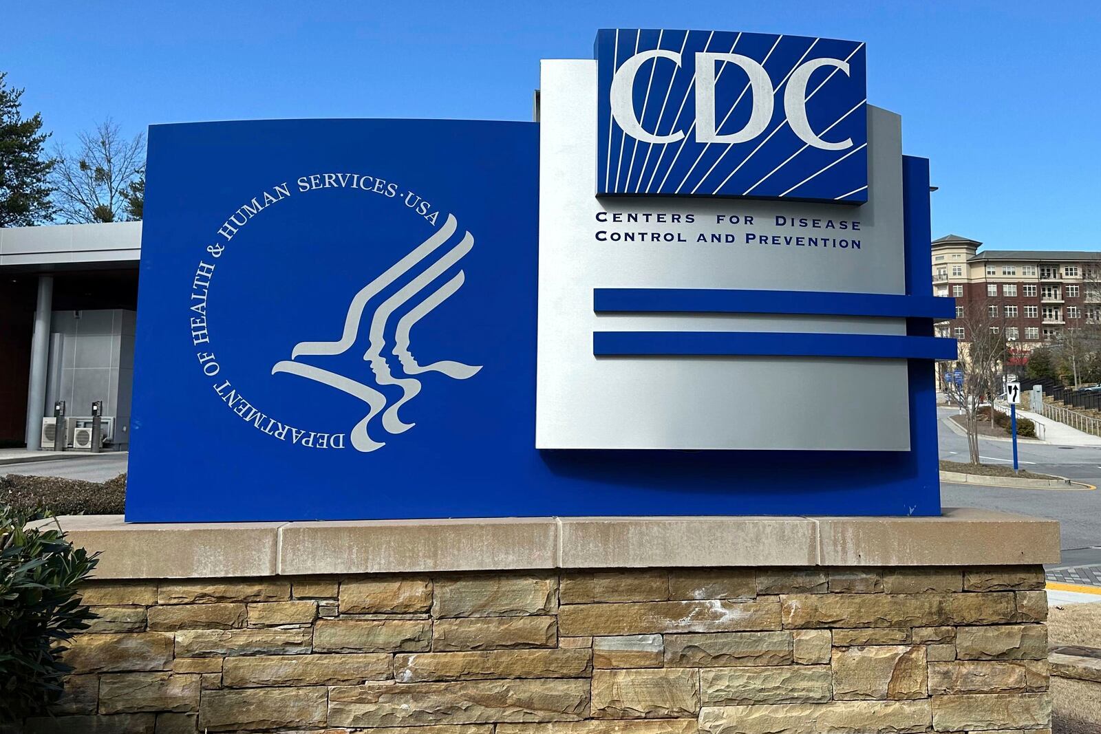 FILE - A sign stands at an entrance to the main campus of the Center for Disease Control and Prevention (CDC) in Atlanta, Georgia, Friday, Feb. 14, 2025. (AP Photo/Jeff Amy, File)
