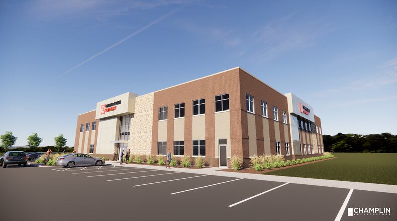 This is a rendering of the new $9 million, 37,000 square-foot building that Synergy Building Systems will construct for Caesar Creek Software at the Ascent. The new building will be constructed adjacent to its current building for the expansion. The city of Springboro is selling 4.194 acres of city-owned land for the project.
 CONTRIBUTED/CITY OF SPRINGBORO
