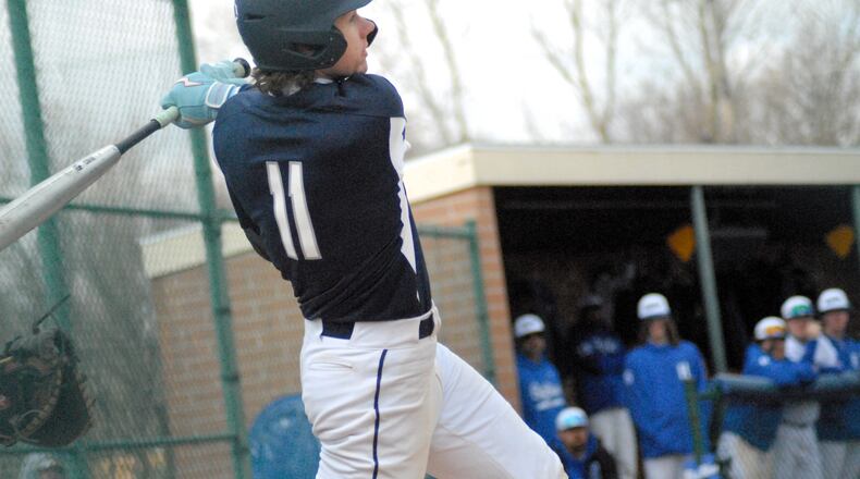 Edgewood's JJ Vogel takes a swing at the plate against Hamilton on Saturday. Chris Vogt/CONTRIBUTED
