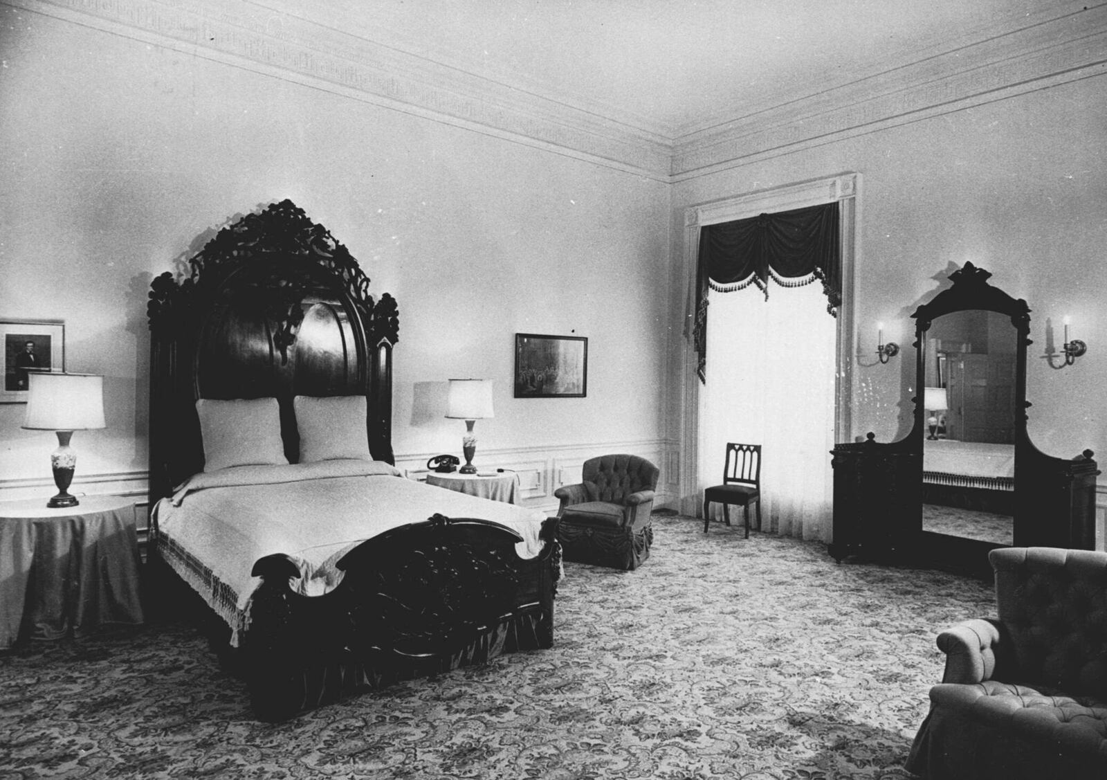FILE - A view of the Lincoln Bedroom in the White House on Oct. 17, 1957. (AP Photo/File)