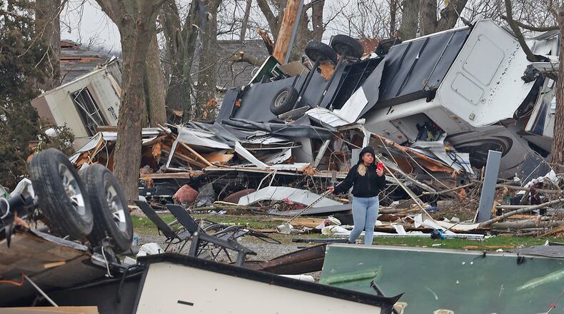 Tornado damage in Lakeview Friday, March 15, 2024. BILL LACKEY/STAFF