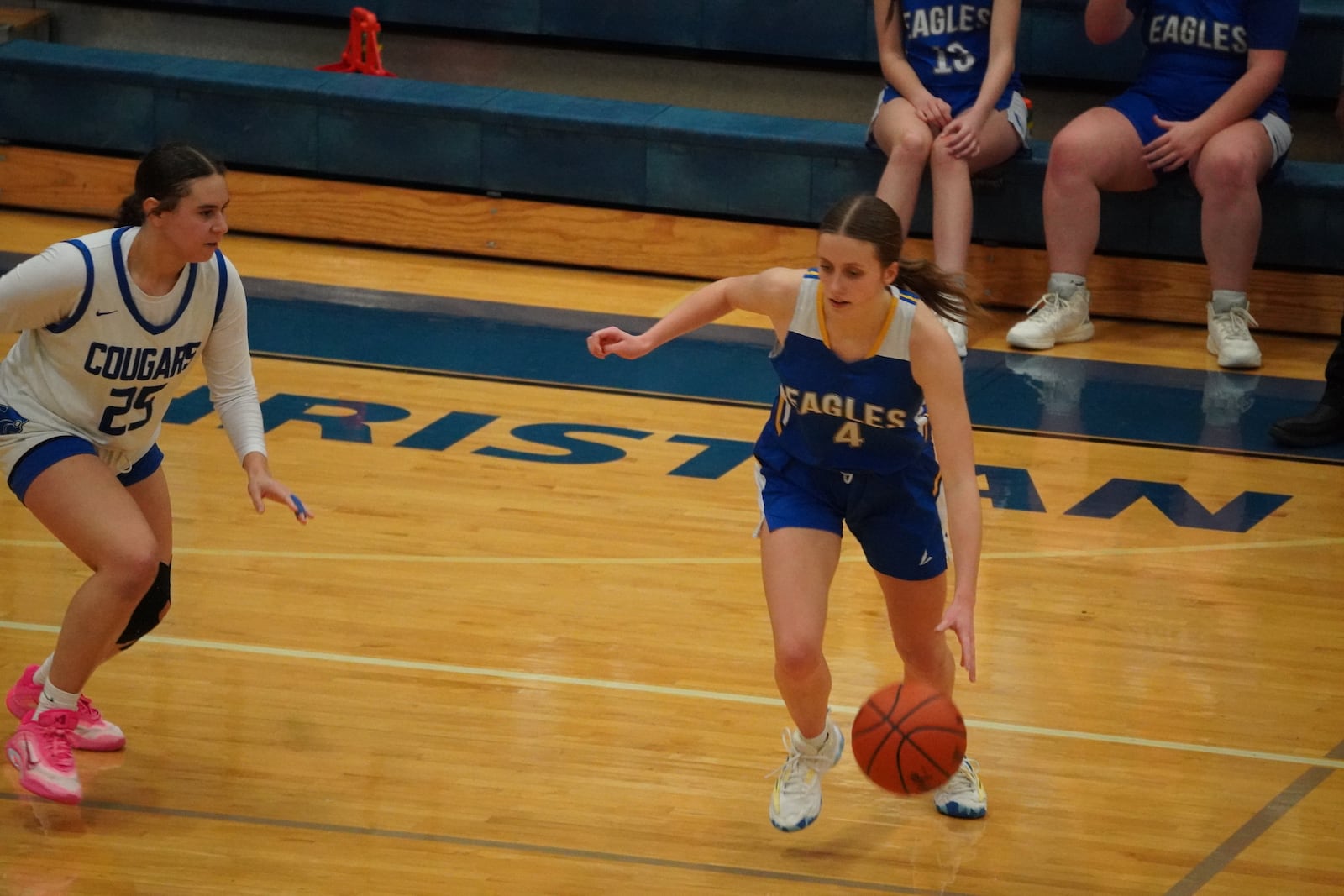 Middletown Christian’s Cooper LaRue dribbles the ball against Cincinnati Christian on Monday night at CCS. CHRIS VOGT / CONTRIBUTED