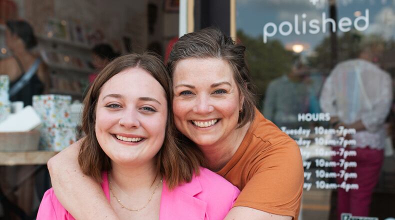 Abby O'Neal, owner of Polished Hamilton, with her mom Carrie O'Neal Brenner, owner of Scripted Studio. The businesses share a space at 306 Main St. in Hamilton.