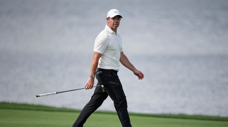 Rory McIlroy, of Northern Ireland, walks on the third green during the second round of the Arnold Palmer Invitational at Bay Hill golf tournament Friday, March 6, 2026, in Orlando, Fla. (AP Photo/Matt Slocum)