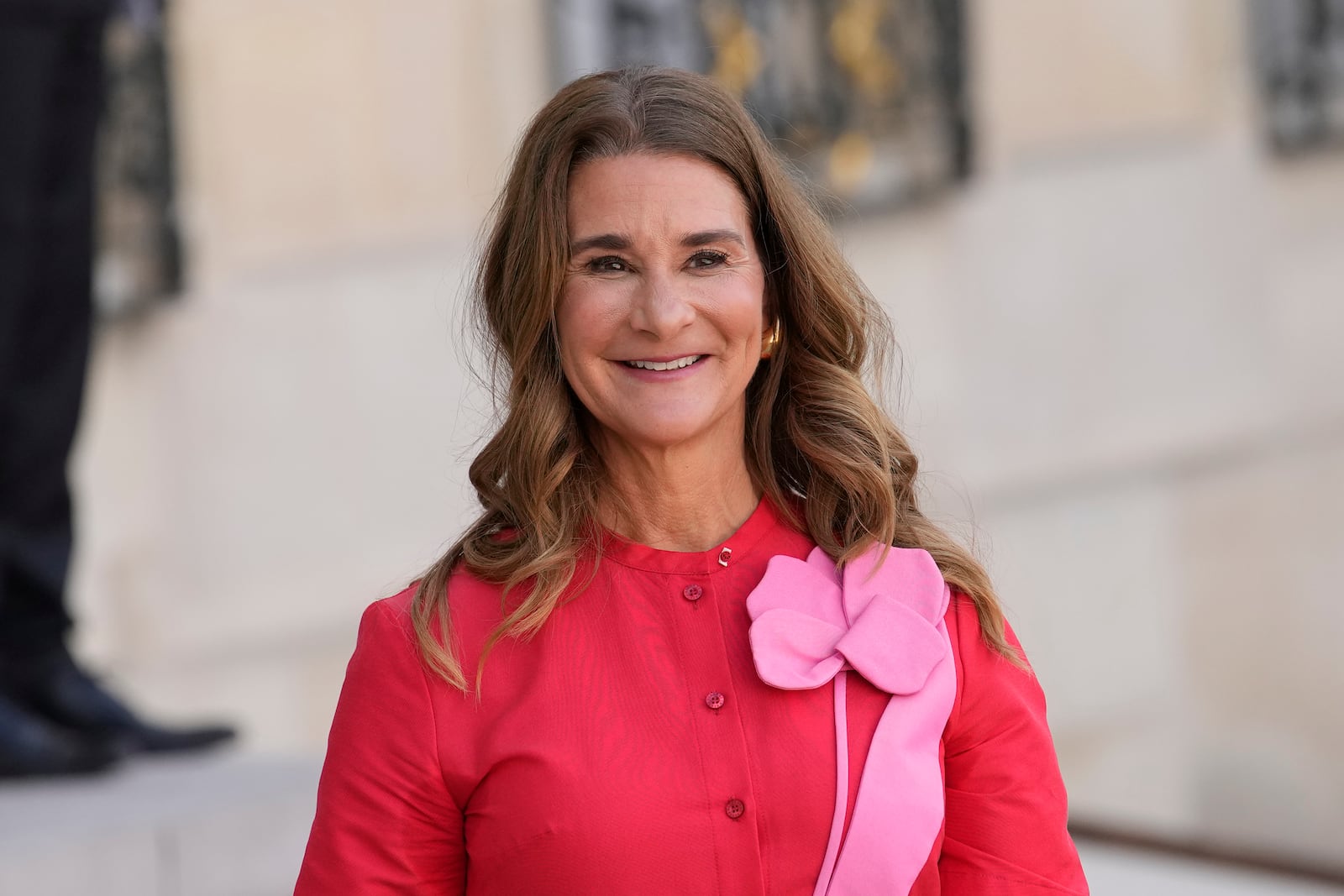 FILE - Co-chair of the Bill & Melinda Gates Foundation Melinda French Gates smiles as she leaves June 23, 2023 the Elysee Palace in Paris. (AP Photo/Christophe Ena, file)