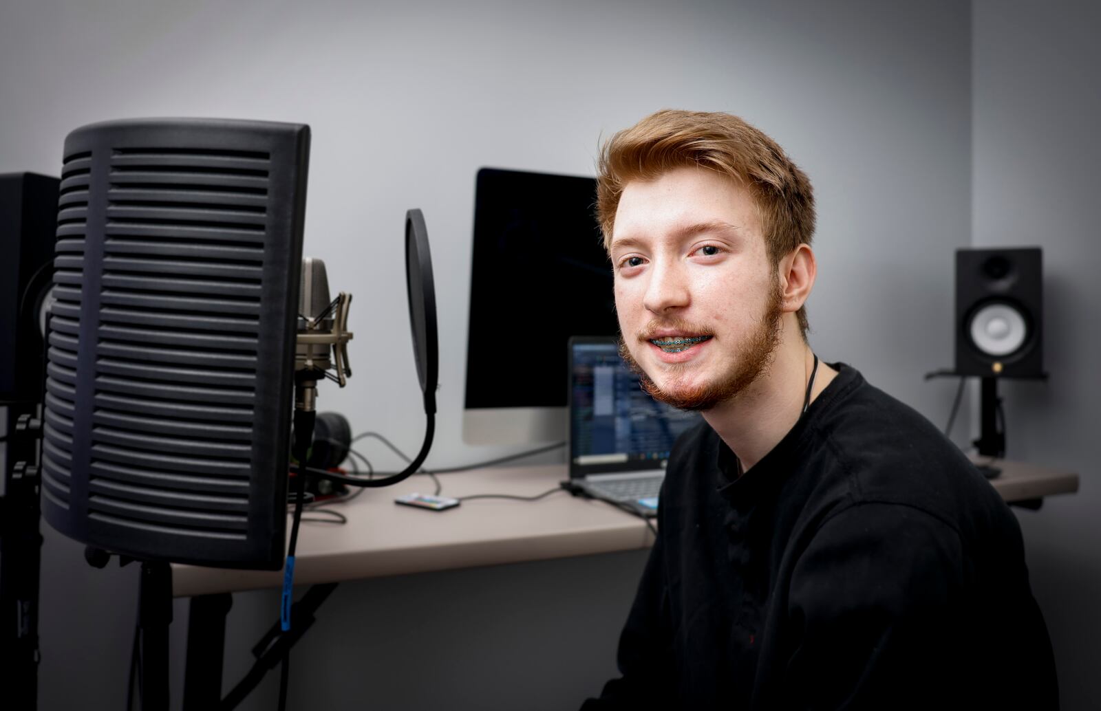 Grayson Morley, 17, a student at Butler Tech School of the Arts who has cerebral palsy, has created a rap song with a video on Youtube and available on music streaming apps. NICK GRAHAM/STAFF  