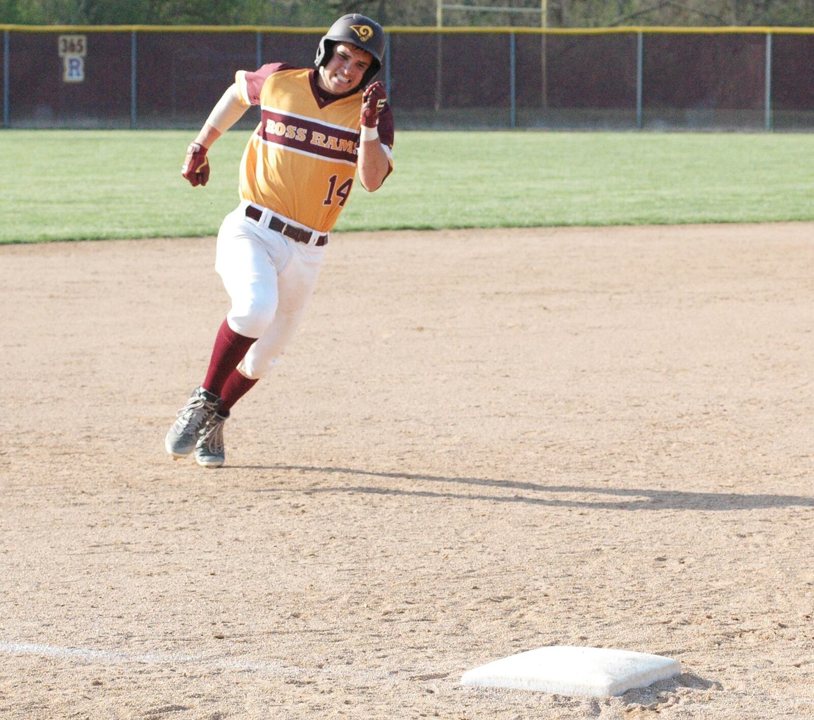 Keegan Nickoson of Ross motors toward third base Wednesday during a 13-9 victory over visiting Edgewood in a Southwest Ohio Conference baseball game in Ross Township. RICK CASSANO/STAFF