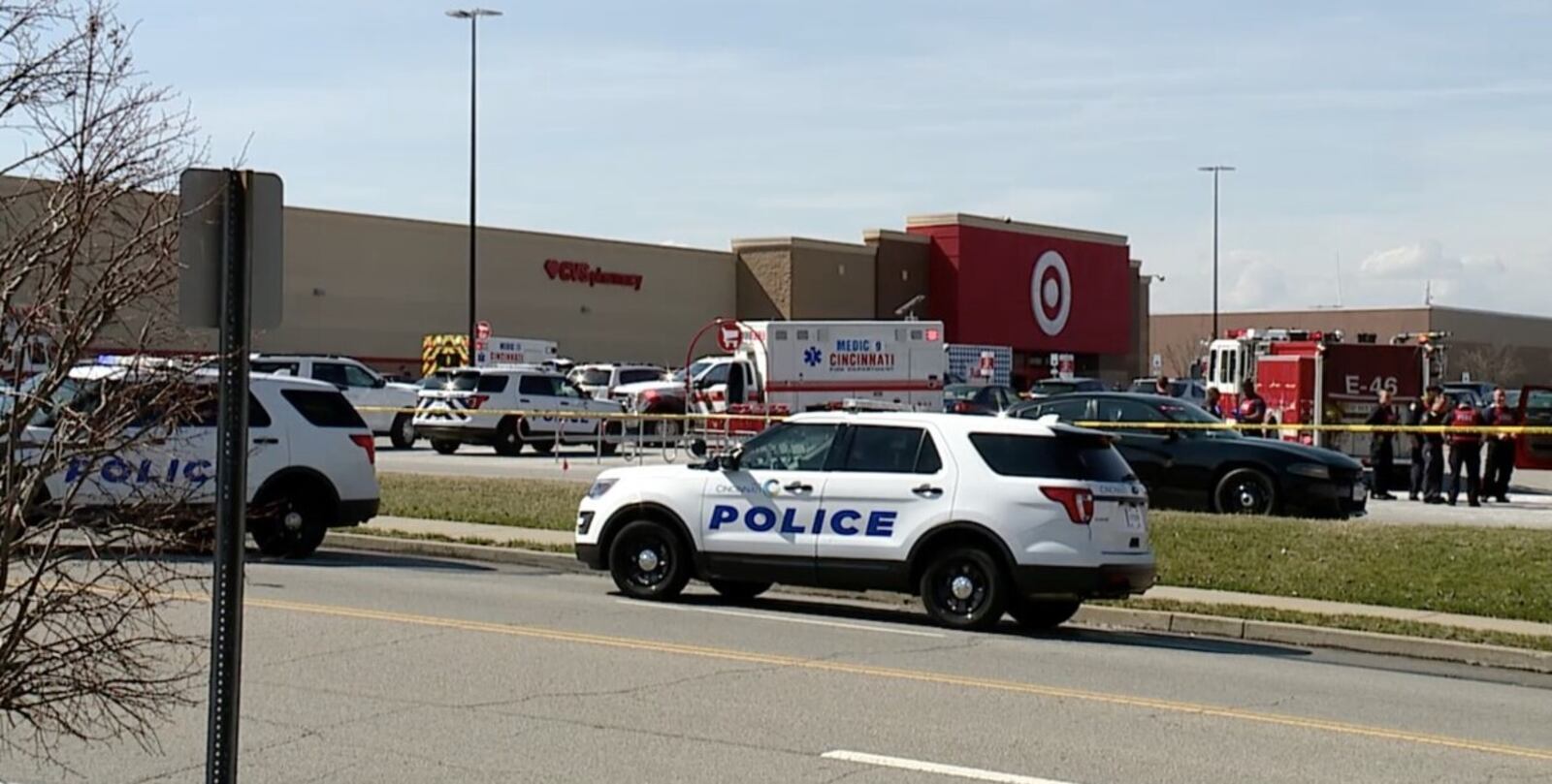 There is a heavy police presence outside of a Target store in Oakley. MICHAEL BENEDIC / CONTRIBUTED