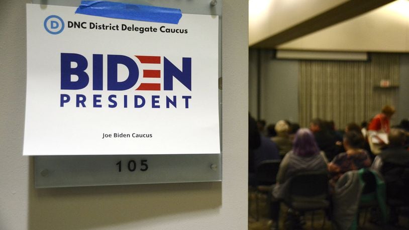 More than 100 people participated in the 8th Congressional District delegate caucuses for four of the Democratic Party’s presidential candidates on Tuesday, Jan. 7, 2019 in the Wilks Center at Miami University Regionals Campus in Hamilton. Four pledged delegates, two men and two women, were elected to represent each candidate, but which delegates will travel to the Democratic National Convention in July in Milwaukee, Wisc. won’t be known until after the March 17 primary. Ohio will have 89 congressional district-level delegates, 47 other types of pledged delegates and 17 superdelegates. MICHAEL D. PITMAN/STAFF