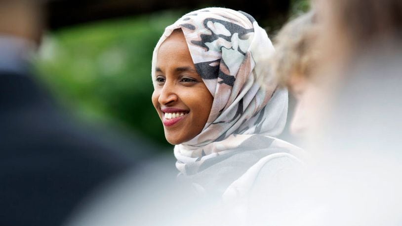 U.S. Rep. Ilhan Omar (D-Minnesota) speaks at a press conference on June 19, 2019, in Washington, DC. She's been one of four minority congresswoman at the center of repeated attacks by President Donald Trump this week.