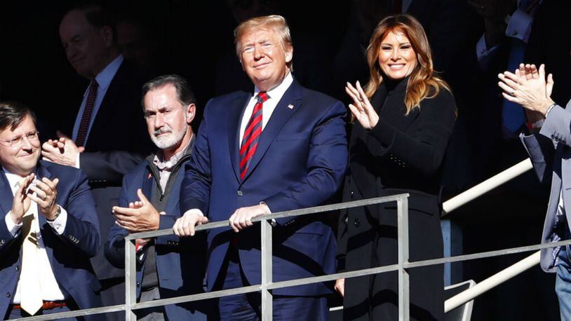 President Donald Trump was showered in Southern hospitality, receiving overwhelming support and cheers from college football fans Saturday at the Alabama-Louisiana State game.