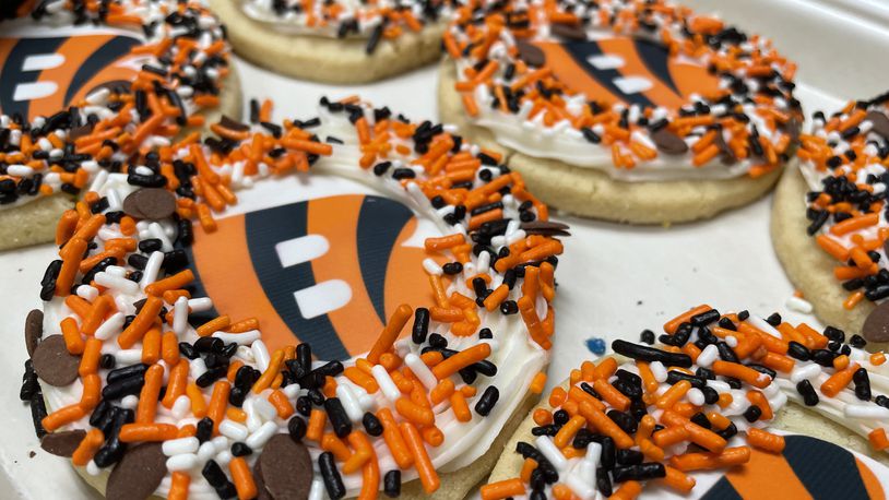 Ashley’s Pastry Shop, located at 21 Park Avenue in Oakwood, has a variety of Bengals-themed treats.