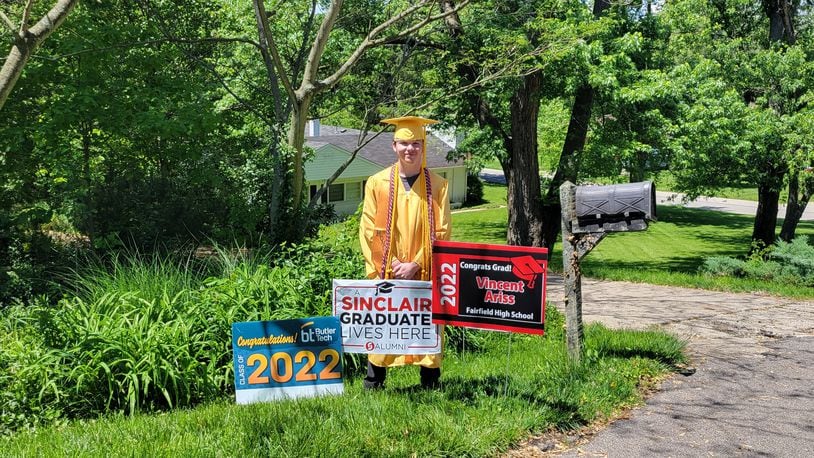As Fairfield High School senior Vincent Ariss walks on to the commencement stage later this month to accept his high school diploma, he will be doing so having already earned an associate degree from Sinclair Community College. 	Ariss is part of a rare handful of high school graduates this spring who achieved graduation credits for their school and a tuition-free, two-year college degrees simultaneously. (Contributed Photo\Journal-News)