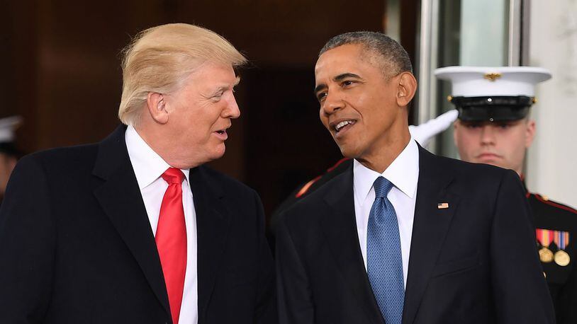 President Barack Obama welcomes President-elect Donald Trump to the White House in Washington, DC January 20, 2017. (Jim Watson/AFP via Getty Images, File)