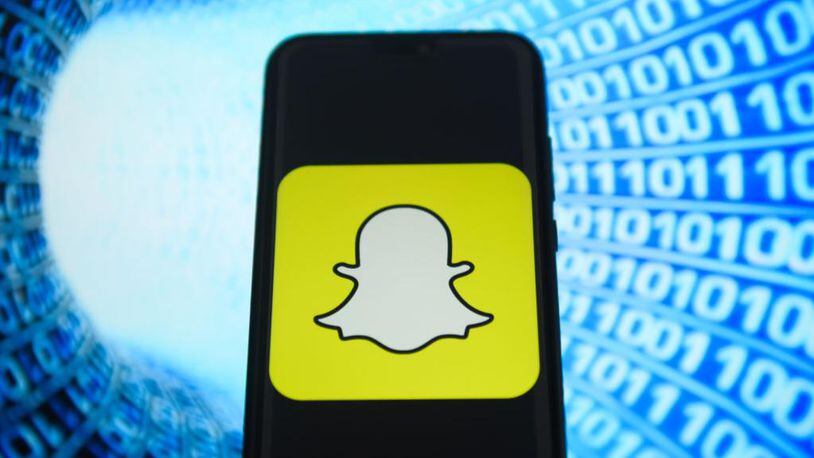 The Snapchat logo is seen on an Android mobile device.