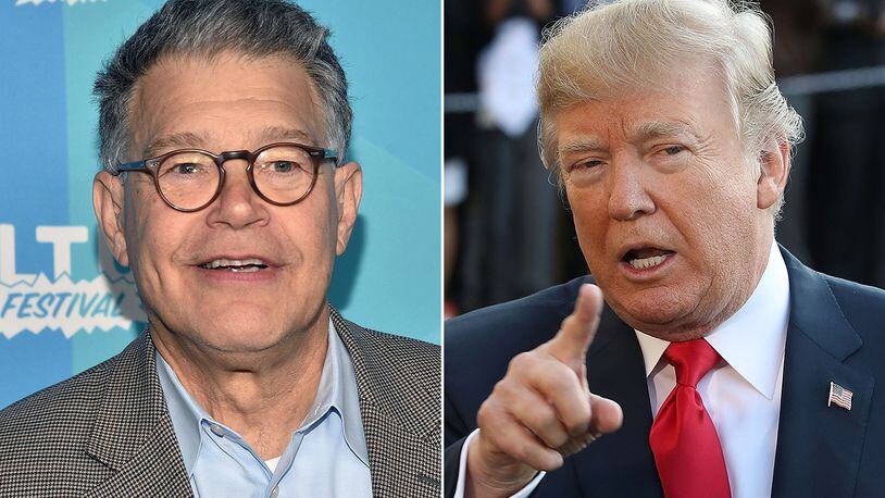 Sen. Al Franken [L] (Photo by Bryan Bedder/Getty Images for Vulture Festival) | President Donald Trump [R] (Photo by Mark Wilson/Getty Images)