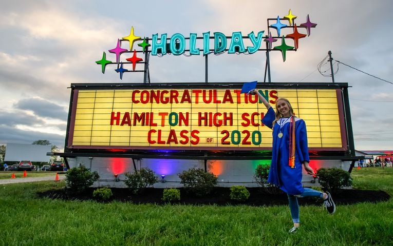 Hamilton High School seniors celebrate graduation at Holiday Auto Theatre drive-in