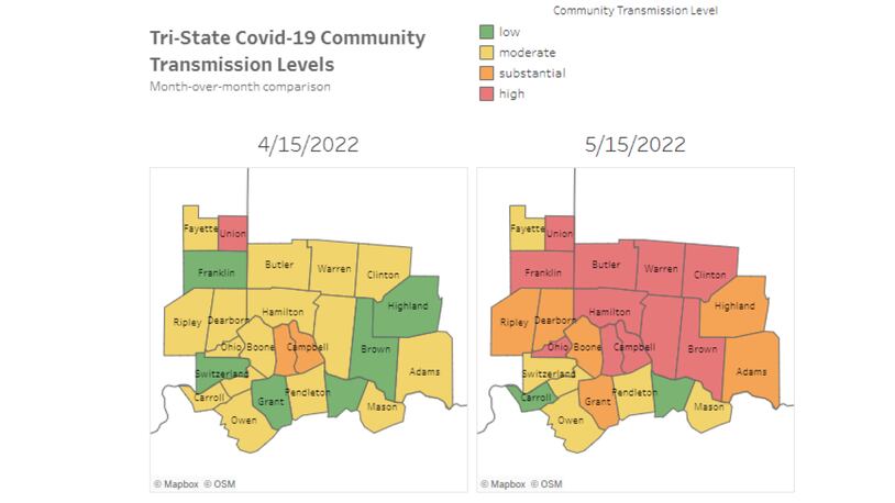 COVID-19 cases are rising in the region, according to the CDC. IMAGE: WCPO