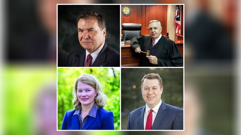 There are four Republican candidates for the 12th District Court of Appeals, including two from Butler County. Pictured (clockwise from top left) are Sen. Bill Coley, Butler County Common Pleas Court Judge Noah Powers II, attorney Mary Lynne Birck and attorney Matthew Byrne.