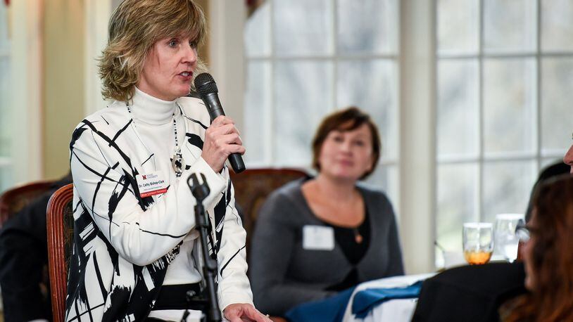 The West Chester Liberty Chamber Alliance hosted a State of the Schools event Tuesday, Jan. 10 at Wetherington Golf and Country Club in West Chester Township. Cathy Bishop-Clark, Dean of Miami University Regionals, was among the panel speakers for the event. NICK GRAHAM/STAFF
