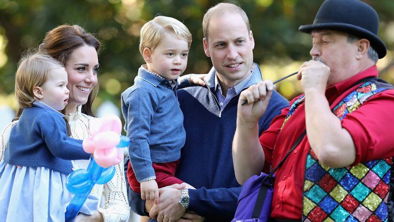 VICTORIA, BC - SEPTEMBER 29: Catherine, Duchess of Cambridge, Princess Charlotte of Cambridge and Prince George of Cambridge, Prince William, Duke of Cambridge at a children's party for Military families during the Royal Tour of Canada on September 29, 2016 in Victoria, Canada. (Photo by Chris Jackson - Pool/Getty Images)