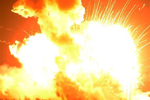 NASA Antares rocket explodes on launch